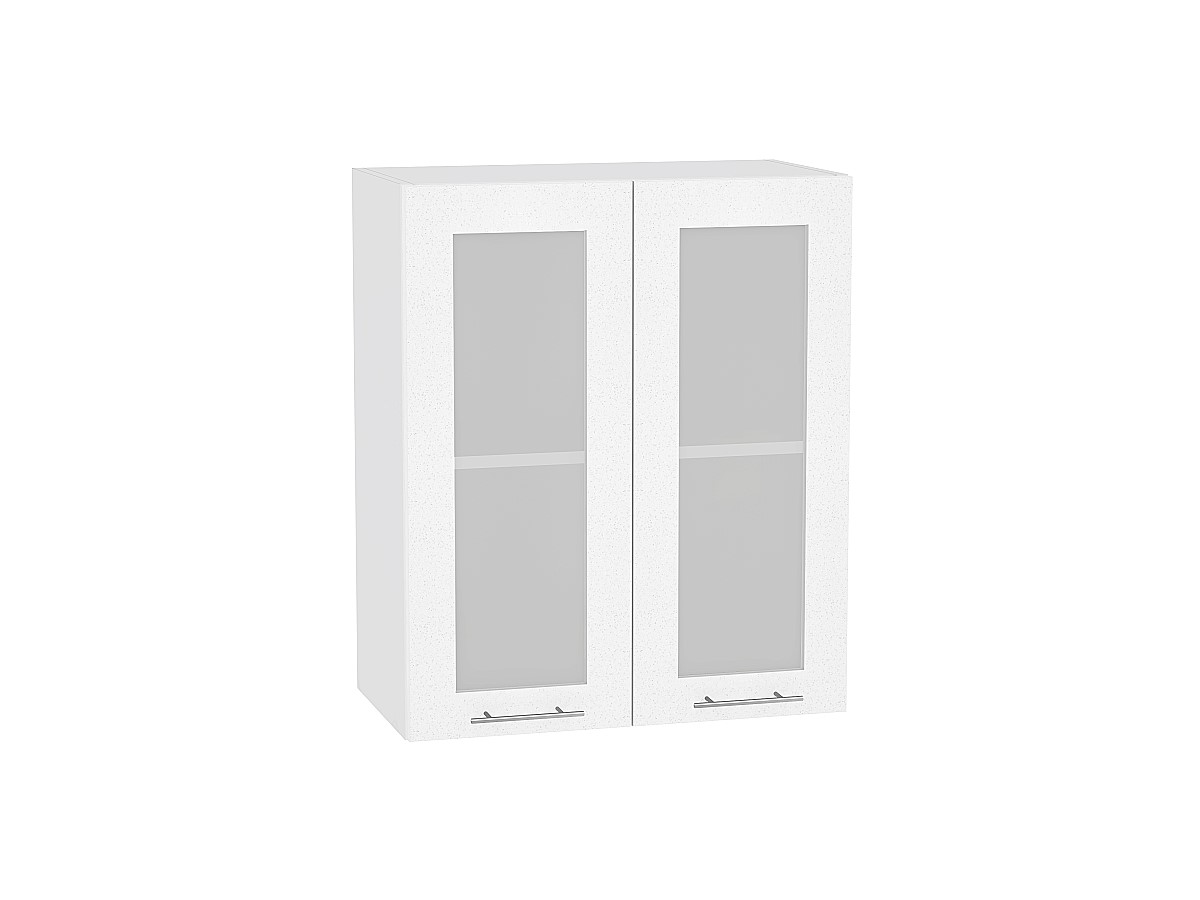 Шкаф верхний с 2-мя остекленными дверцами Валерия-М В 609 Белый металлик-Белый