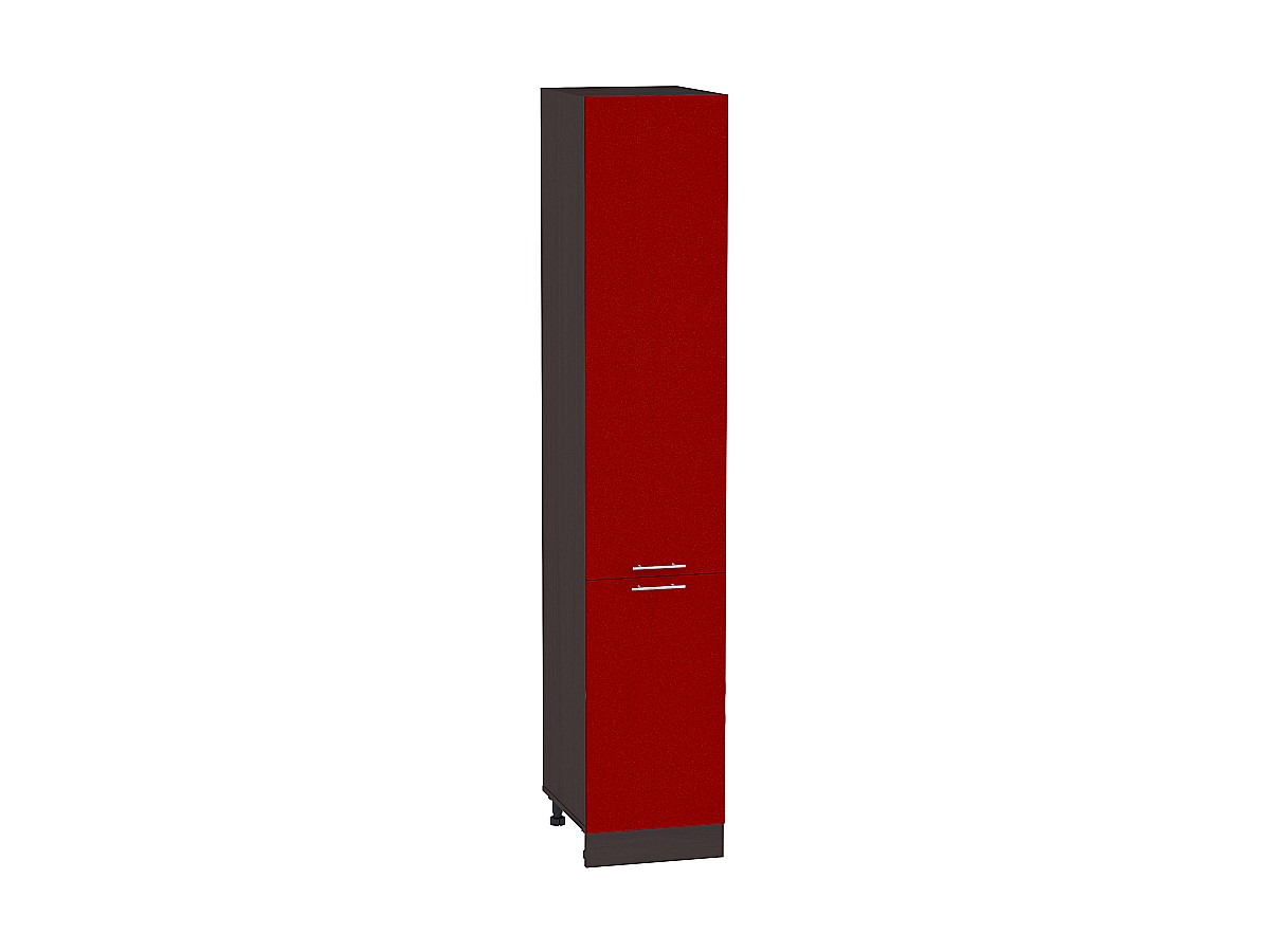 Шкаф пенал с 2-мя дверцами Валерия-М ШП 400Н (для верхних шкафов высотой 920) Гранатовый металлик-Венге