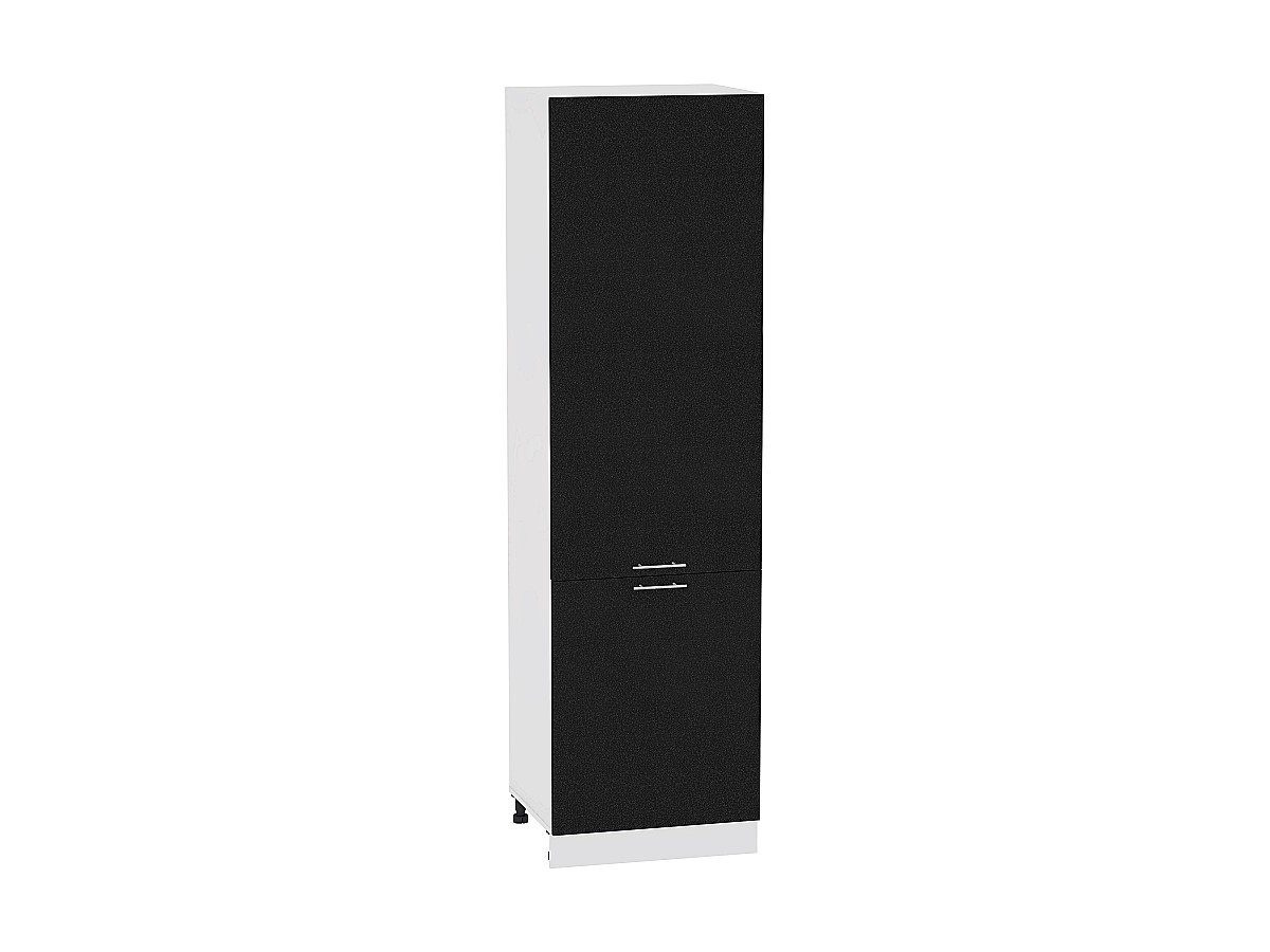 Шкаф пенал с 2-мя дверцами Валерия-М ШП 600Н (для верхних шкафов высотой 920) Черный металлик-Белый