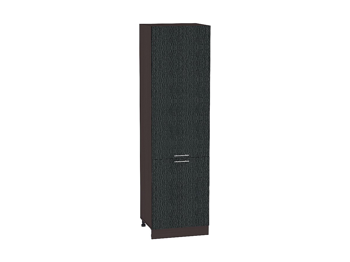Шкаф пенал с 2-мя дверцами Валерия-М ШП 600Н (для верхних шкафов высотой 920) Черный металлик дождь-Венге