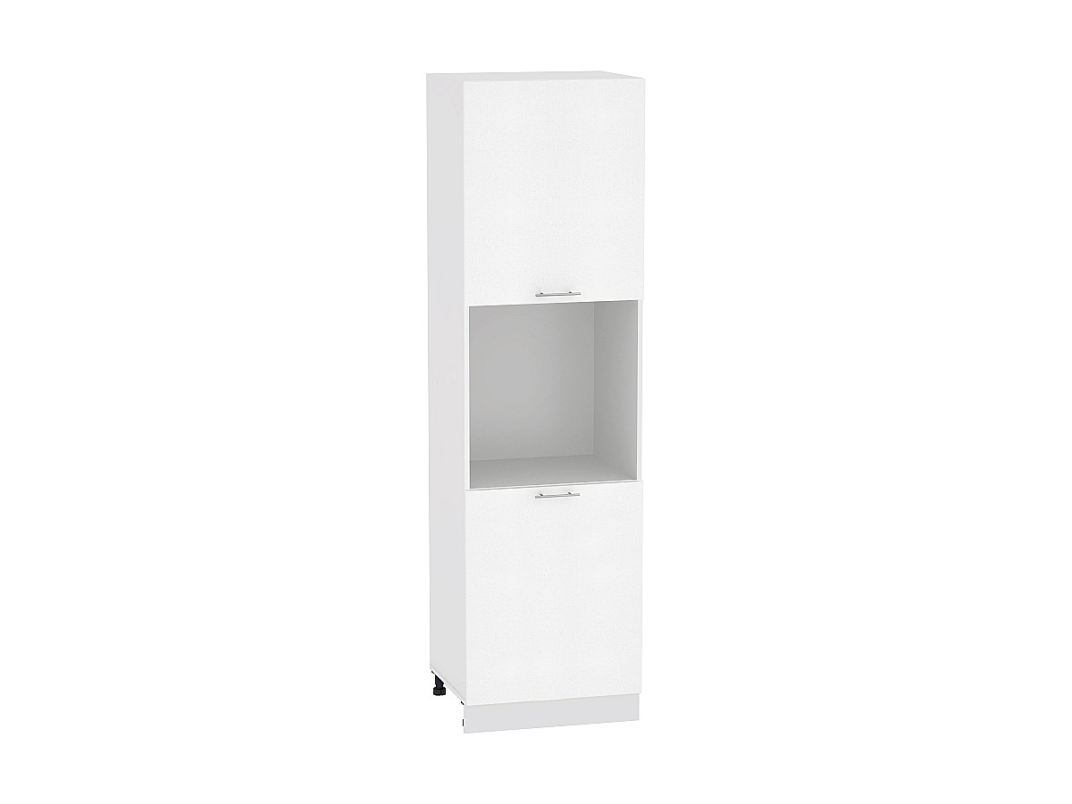 Шкаф пенал под бытовую технику с 2-мя дверцами Валерия-М ШП 600Н  (для верхних шкафов высотой 920) Белый металлик-Белый