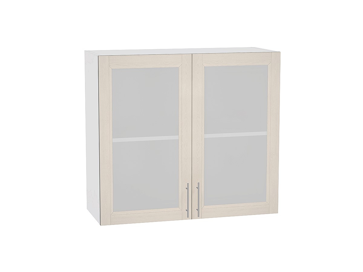 Шкаф верхний с 2-мя остекленными дверцами Сканди В 800 Cappuccino Softwood-Белый