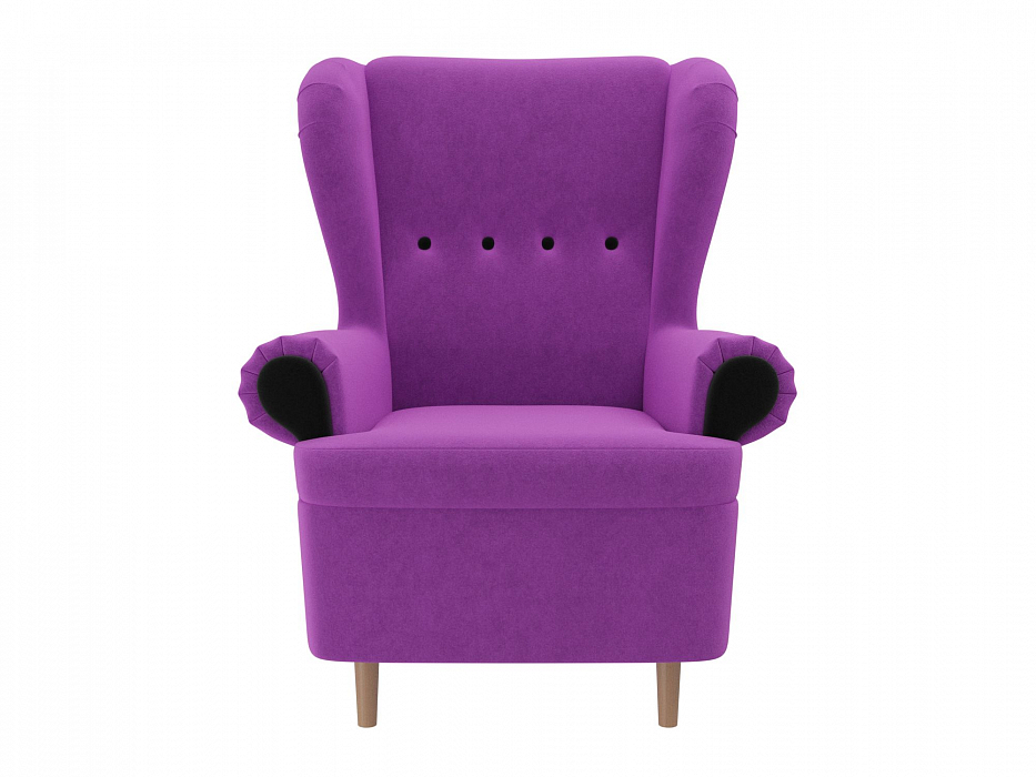 Кресло Торин Микровельвет Фиолетовый отделка чёрная