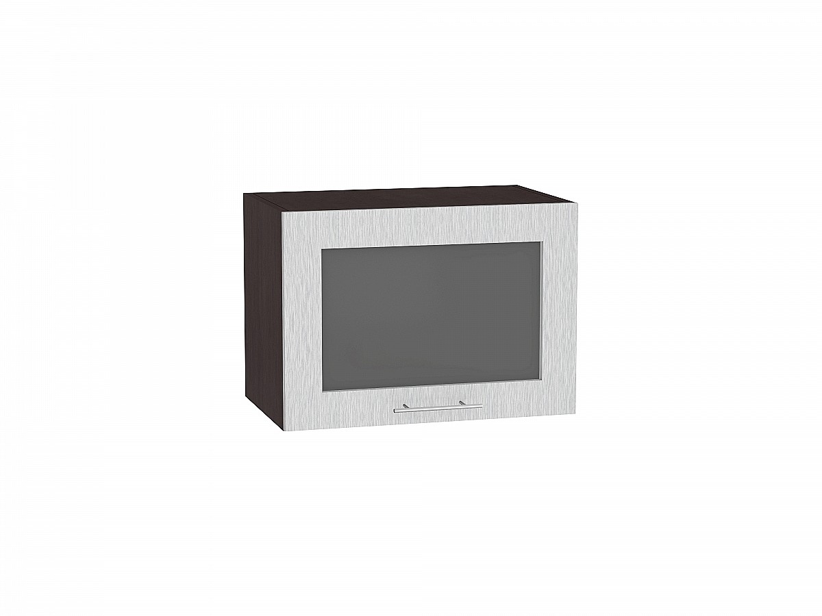 Шкаф верхний горизонтальный остекленный Валерия-М ВГ 500 Серый металлик дождь светлый-Венге