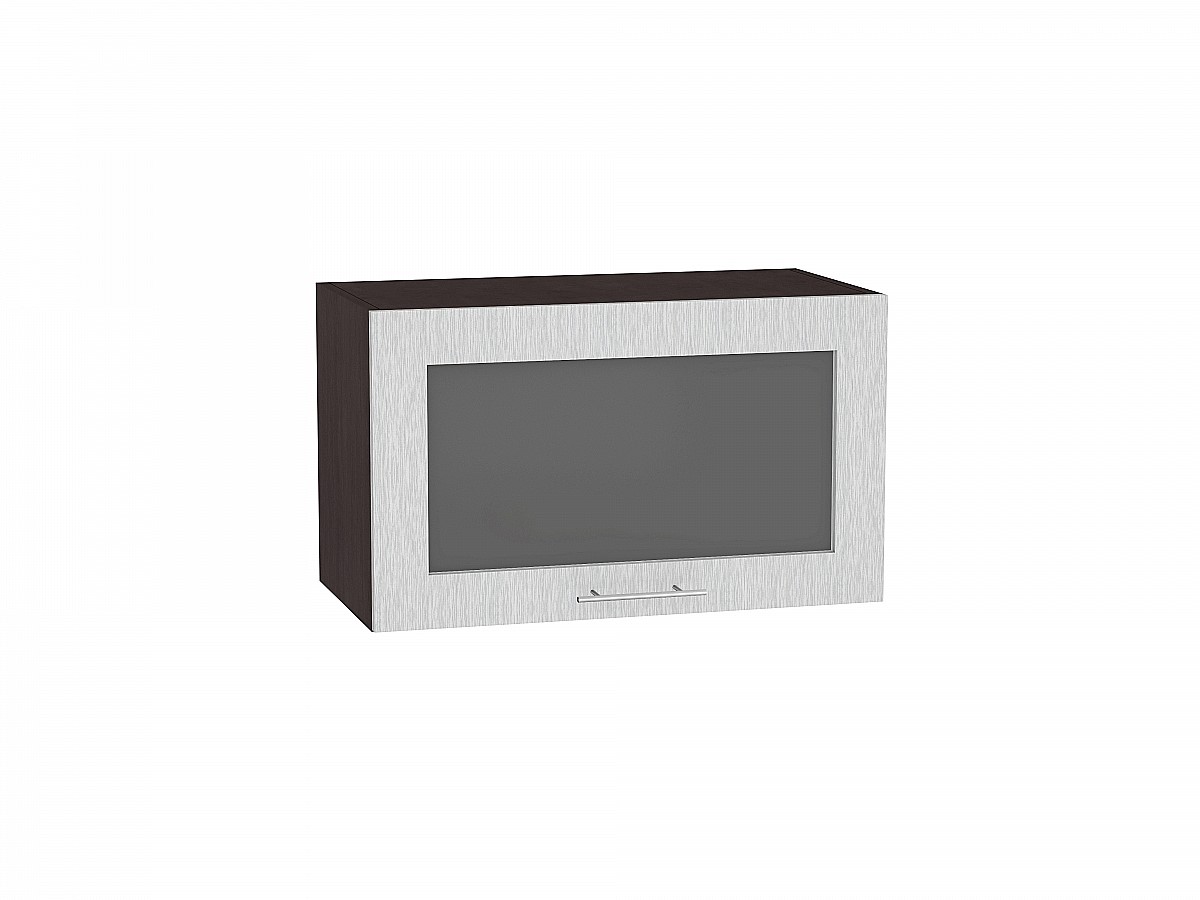 Шкаф верхний горизонтальный остекленный Валерия-М ВГ 600 Серый металлик дождь светлый-Венге