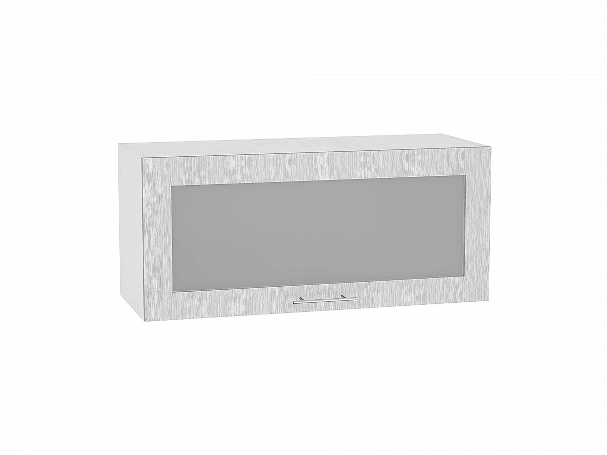 Шкаф верхний горизонтальный остекленный Валерия-М ВГ 800 Серый металлик дождь светлый-Белый