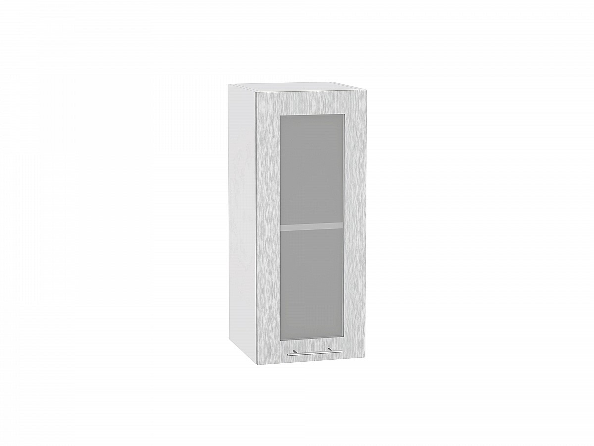 Шкаф верхний с 1-ой остекленной дверцей Валерия-М В 300 Серый металлик дождь светлый-Белый