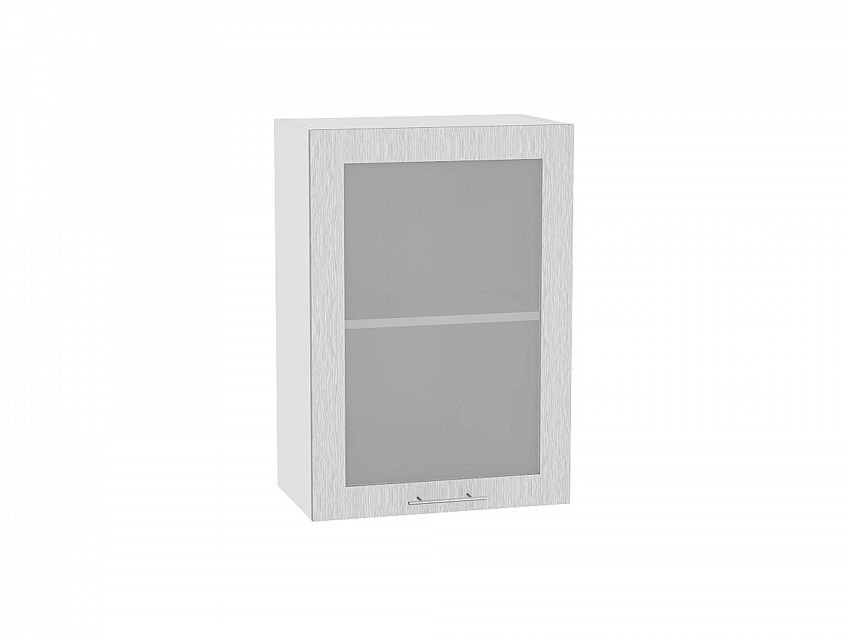 Шкаф верхний с 1-ой остекленной дверцей Валерия-М В 500 Серый металлик дождь светлый-Белый