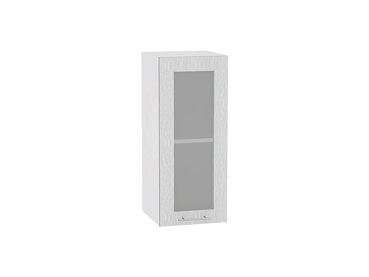 Шкаф верхний с 1-ой остекленной дверцей Валерия-М В 309 Серый металлик дождь светлый-Белый