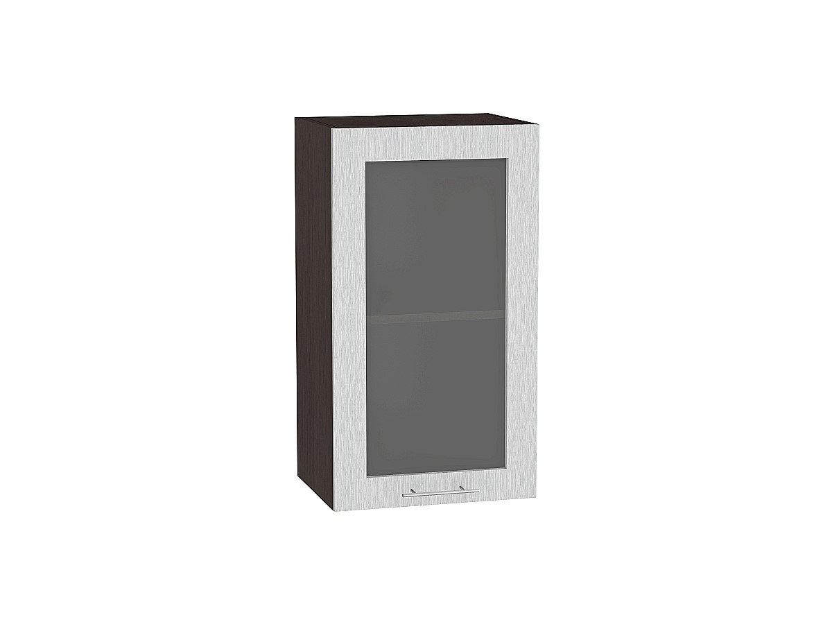 Шкаф верхний с 1-ой остекленной дверцей Валерия-М В 409 Серый металлик дождь светлый-Венге