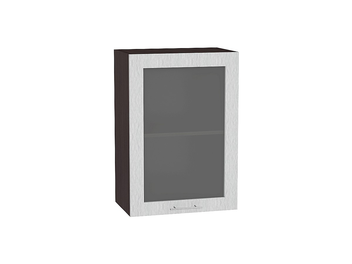 Шкаф верхний с 1-ой остекленной дверцей Валерия-М В 509 Серый металлик дождь светлый-Венге
