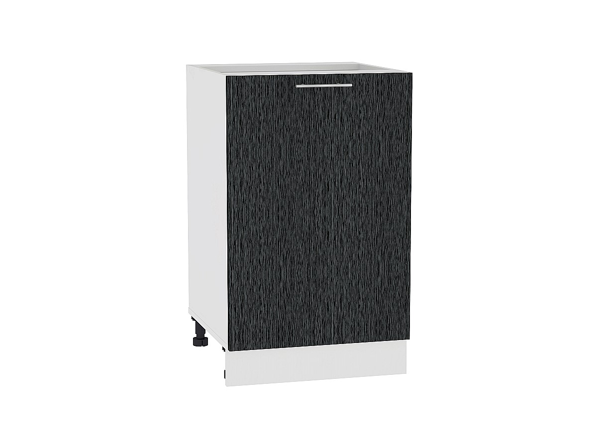 Шкаф нижний с 1-ой дверцей Валерия-М Н 600 Черный металлик дождь-Белый