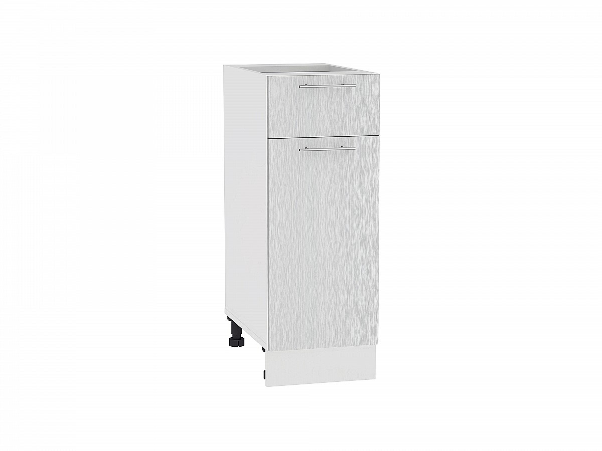 Шкаф нижний с 1-ой дверцей и ящиком Валерия-М Н 301 Серый металлик дождь светлый-Белый