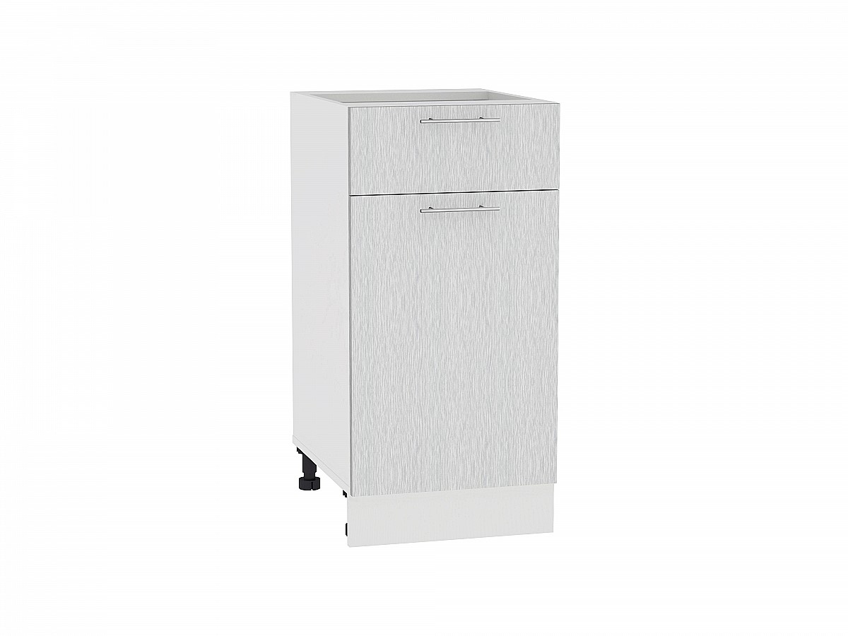 Шкаф нижний с 1-ой дверцей и ящиком Валерия-М Н 401 Серый металлик дождь светлый-Белый