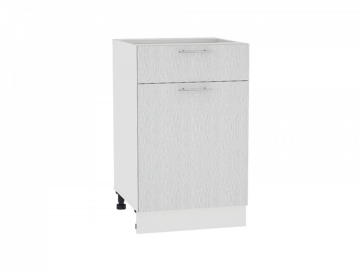 Шкаф нижний с 1-ой дверцей и ящиком Валерия-М Н 501 Серый металлик дождь светлый-Белый