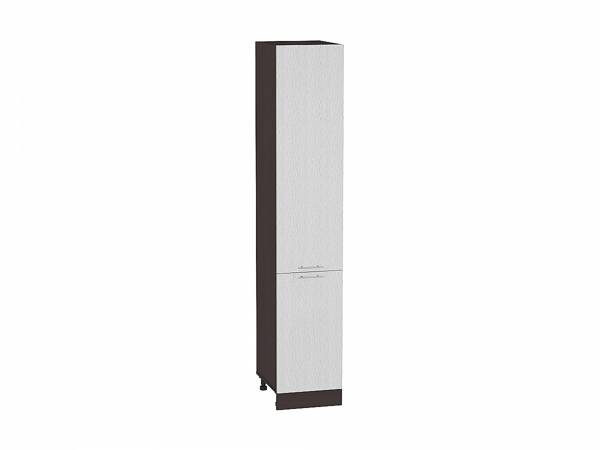 Шкаф пенал с 2-мя дверцами Валерия-М ШП 400 (для верхних шкафов высотой 720) Серый металлик дождь светлый-Венге