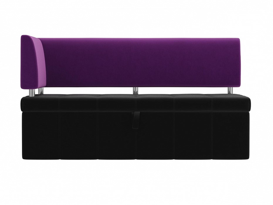 Кухонный угловой диван Стоун Микровельвет Чёрный/Фиолетовый левый угол