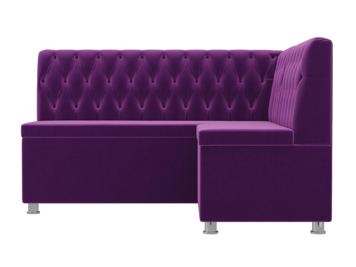 Кухонный угловой диван Мирта Микровельвет Фиолетовый правый угол