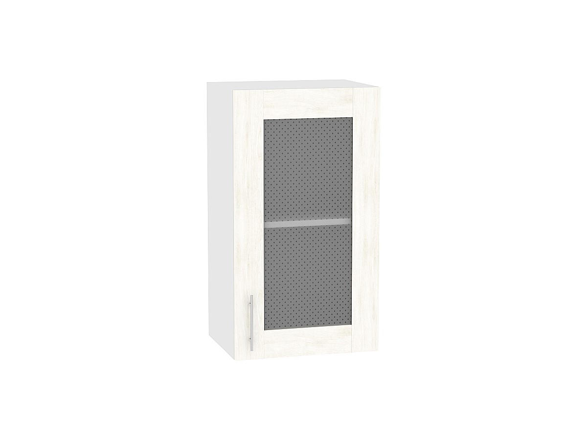 Шкаф верхний с 1-ой остекленной дверцей Лофт В 400 Nordic Oak-Белый
