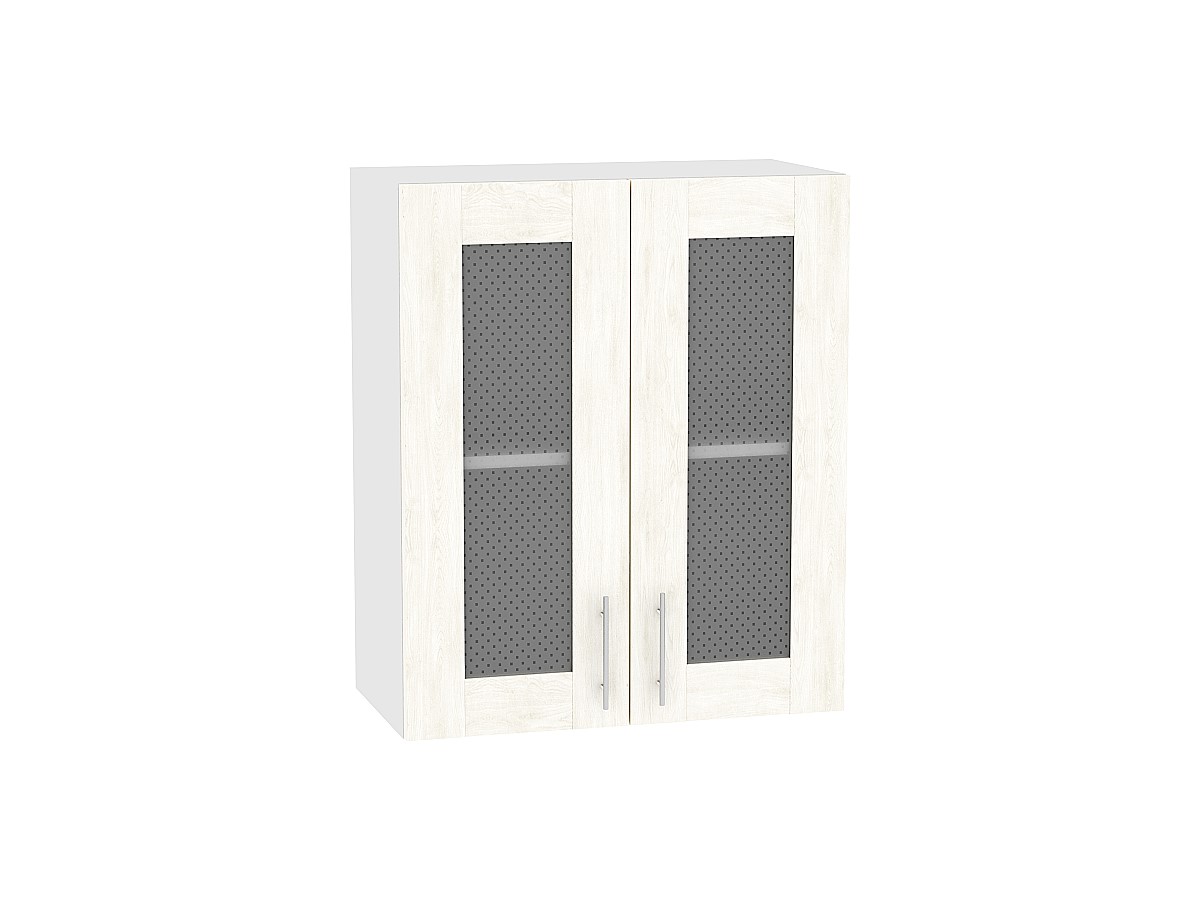 Шкаф верхний с 2-мя остекленными дверцами Лофт В 600 Nordic Oak-Белый