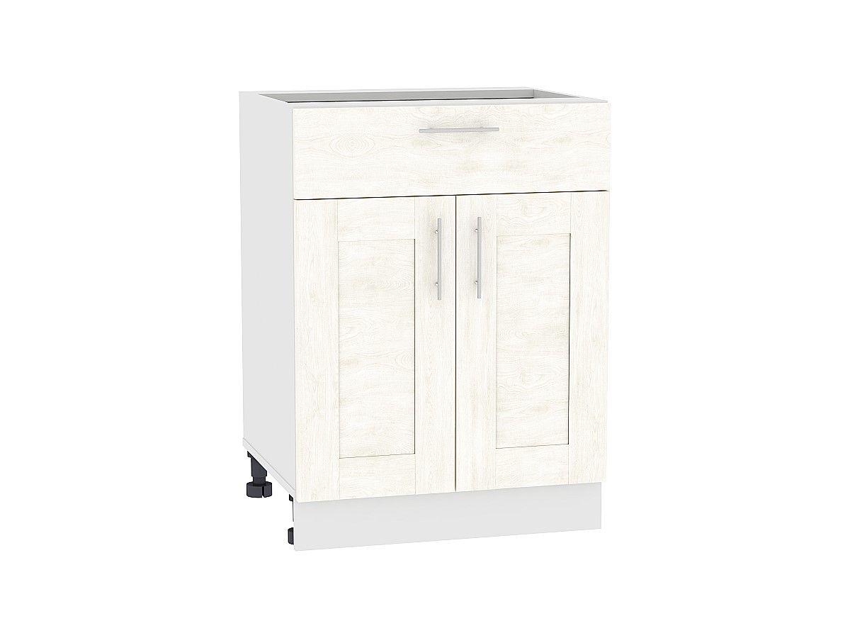 Шкаф нижний с 2-мя дверцами и ящиком Лофт Н 601М Nordic Oak-Белый