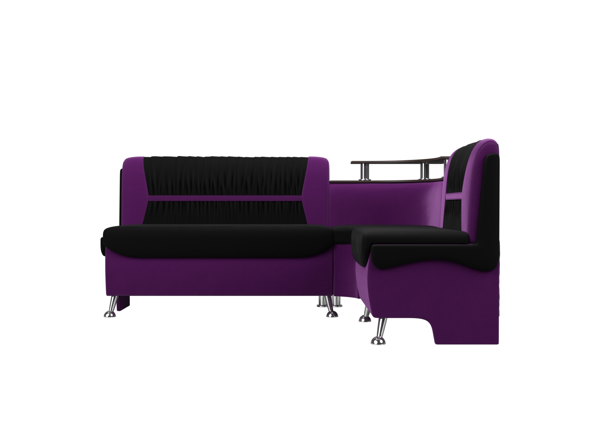 Кухонный угловой диван Сидней Микровельвет Чёрный/Фиолетовый правый  