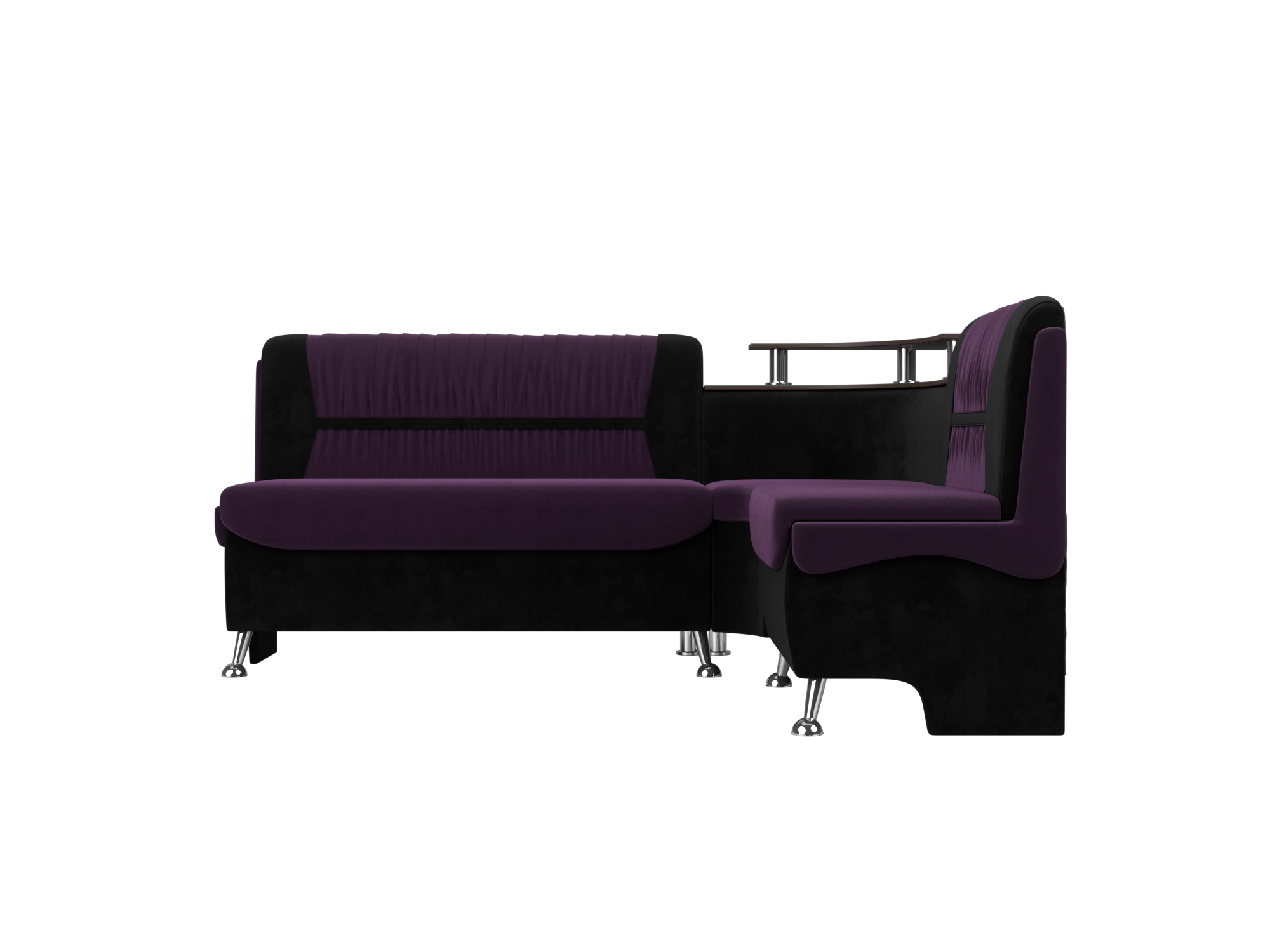 Кухонный угловой диван Сидней Велюр Фиолетовый/Чёрный правый  