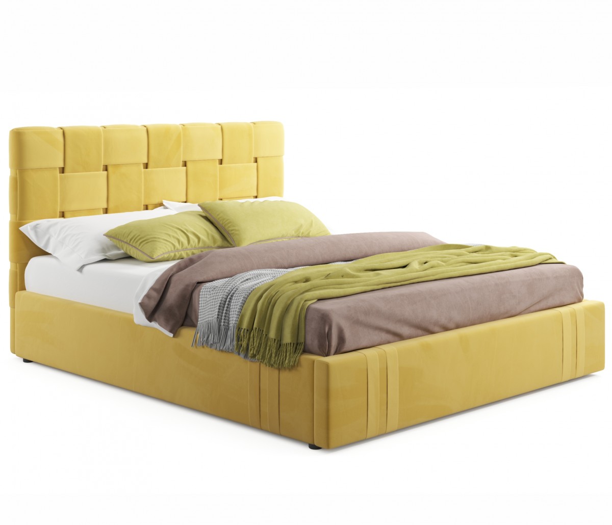 Мягкая кровать Tiffany 1600 желтая с подъемным механизмом