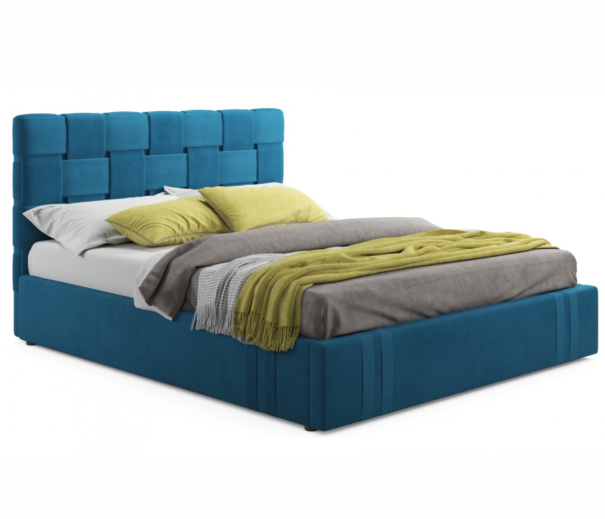 Мягкая кровать Tiffany 1600 синяя с подъемным механизмом