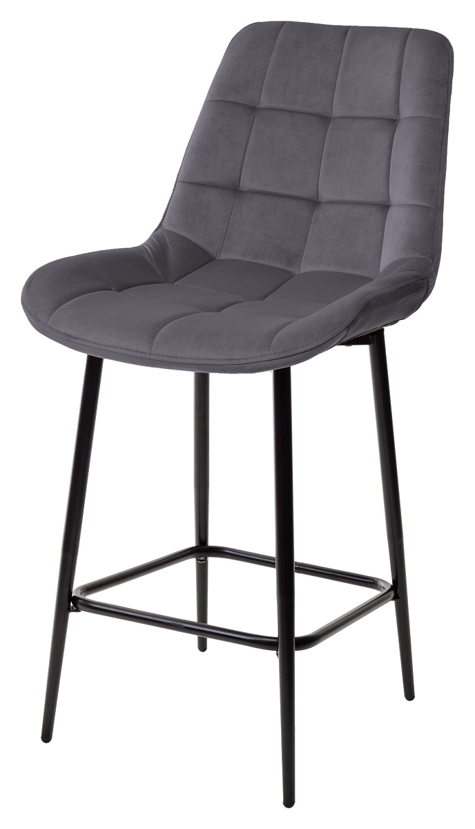 Полубарный стул ХОФМАН, цвет Confetti SMOKE, велюр / черный каркас H=63cm  
