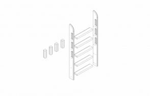 Прямая лестница и опоры для двухъярусной кровати белая Пакет № 10 