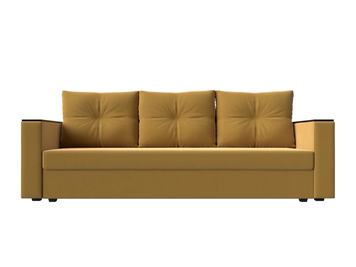 Прямой диван Атланта Лайт Б/С микровельвет желтый