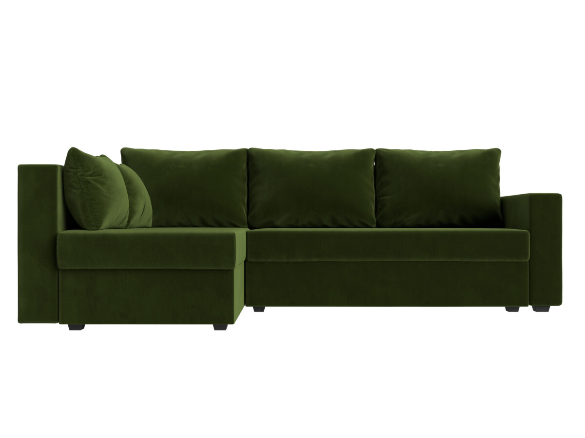 Угловой диван Мансберг микровельвет зеленый угол левый