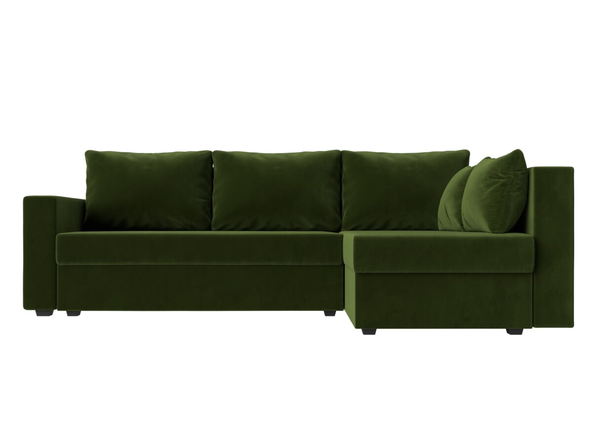 Угловой диван Мансберг микровельвет зеленый угол правый