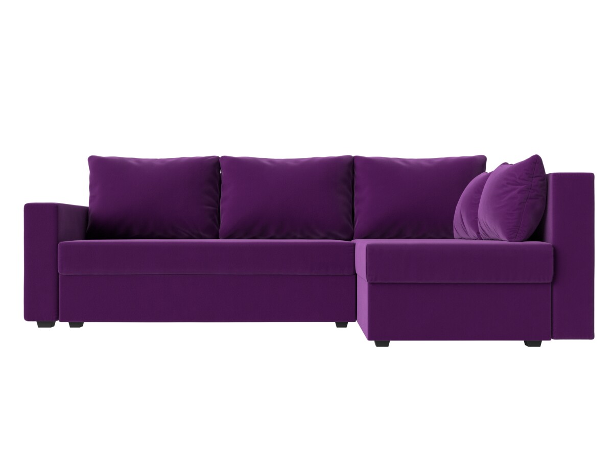 Угловой диван Мансберг микровельвет фиолетовый угол правый