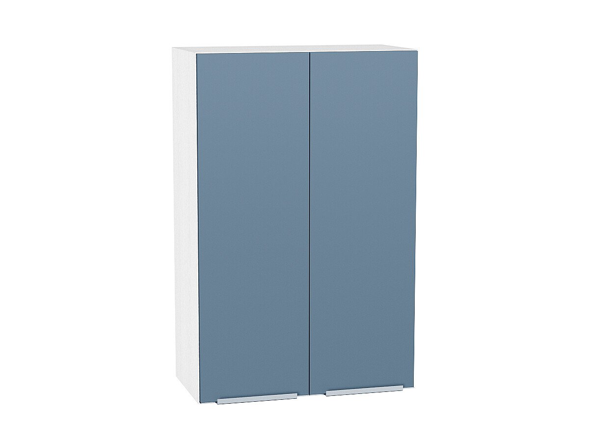 Шкаф верхний с 2-мя дверцами Фьюжн В 609 Silky Blue-Белый