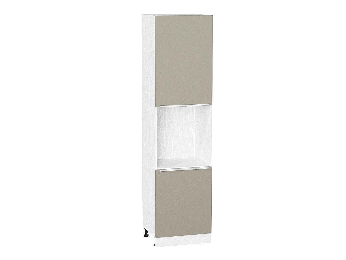 Шкаф пенал под бытовую технику с 2-мя дверцами Фьюжн П 600Н (для верхних шкафов высотой 920) Silky Grey-Белый