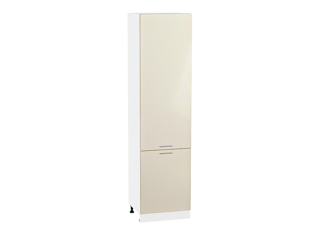 Шкаф пенал с 2-мя дверцами Валерия-М ШП 600 (для верхних шкафов высотой 920) Бежевый металлик Белый