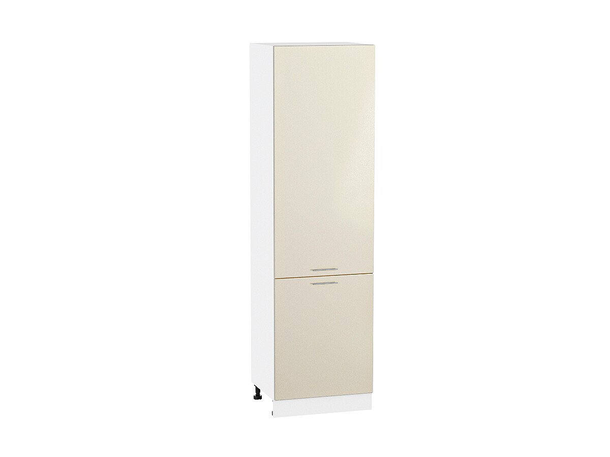 Шкаф пенал с 2-мя дверцами Валерия-М ШП 600 (для верхних шкафов высотой 720) Бежевый металлик Белый