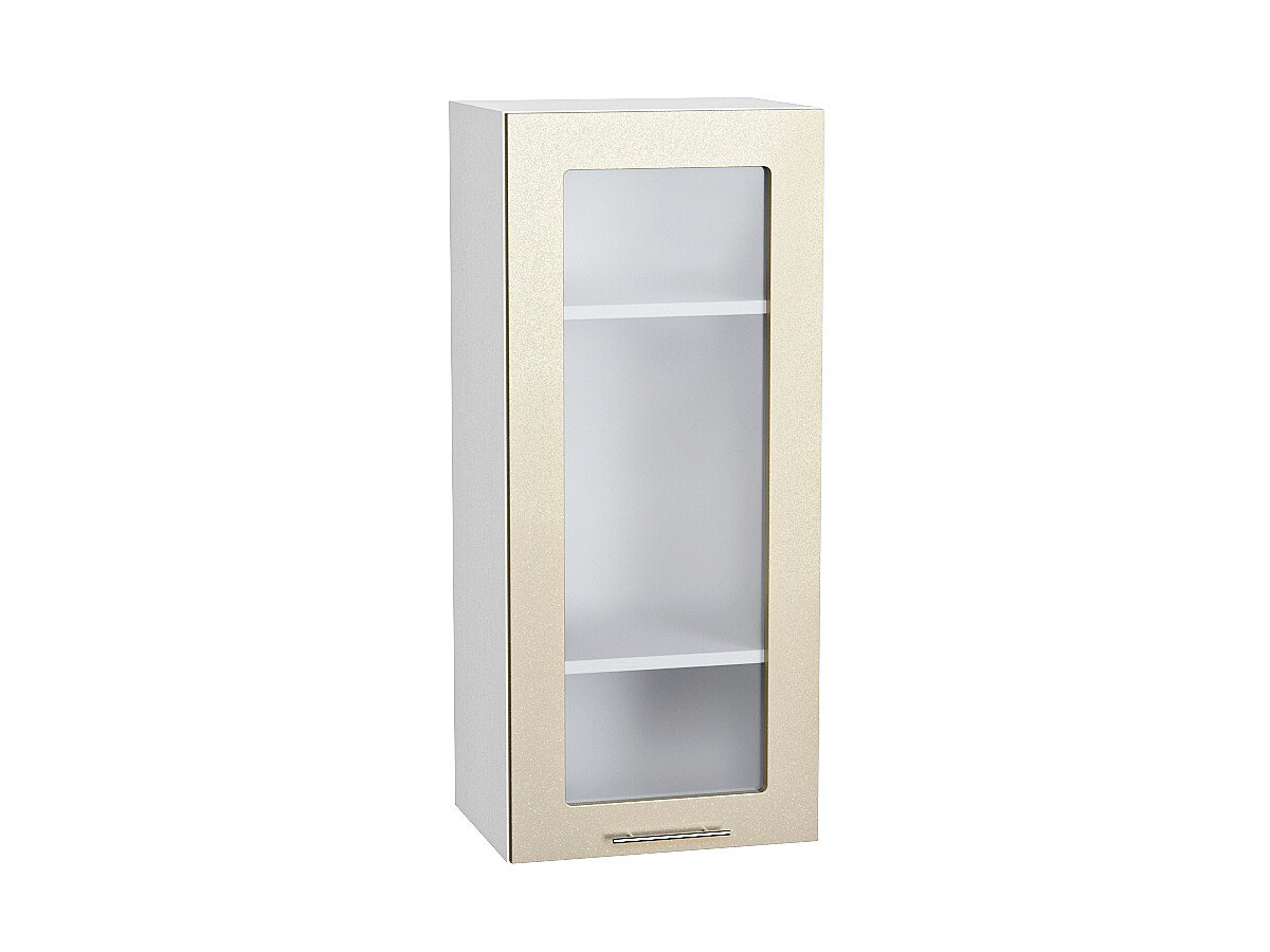 Шкаф верхний с 1-ой остекленной дверцей Валерия-М В 409 Бежевый металлик-Белый