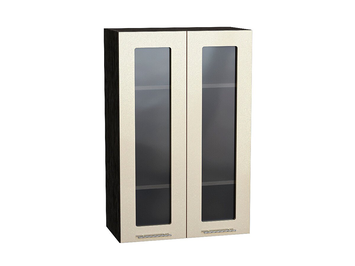 Шкаф верхний с 2-мя остекленными дверцами Валерия-М В 609 Бежевый металлик-Венге