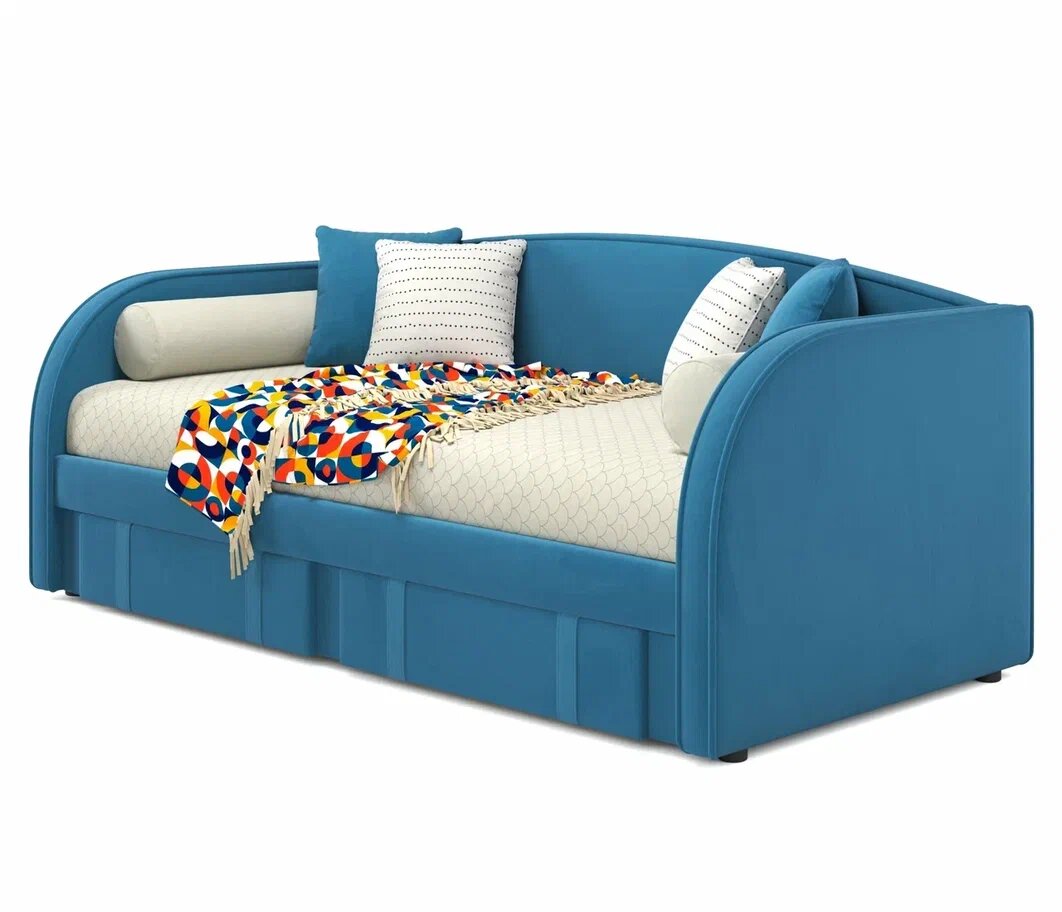 Мягкая кровать Elda 900 синяя с ортопедическим основанием