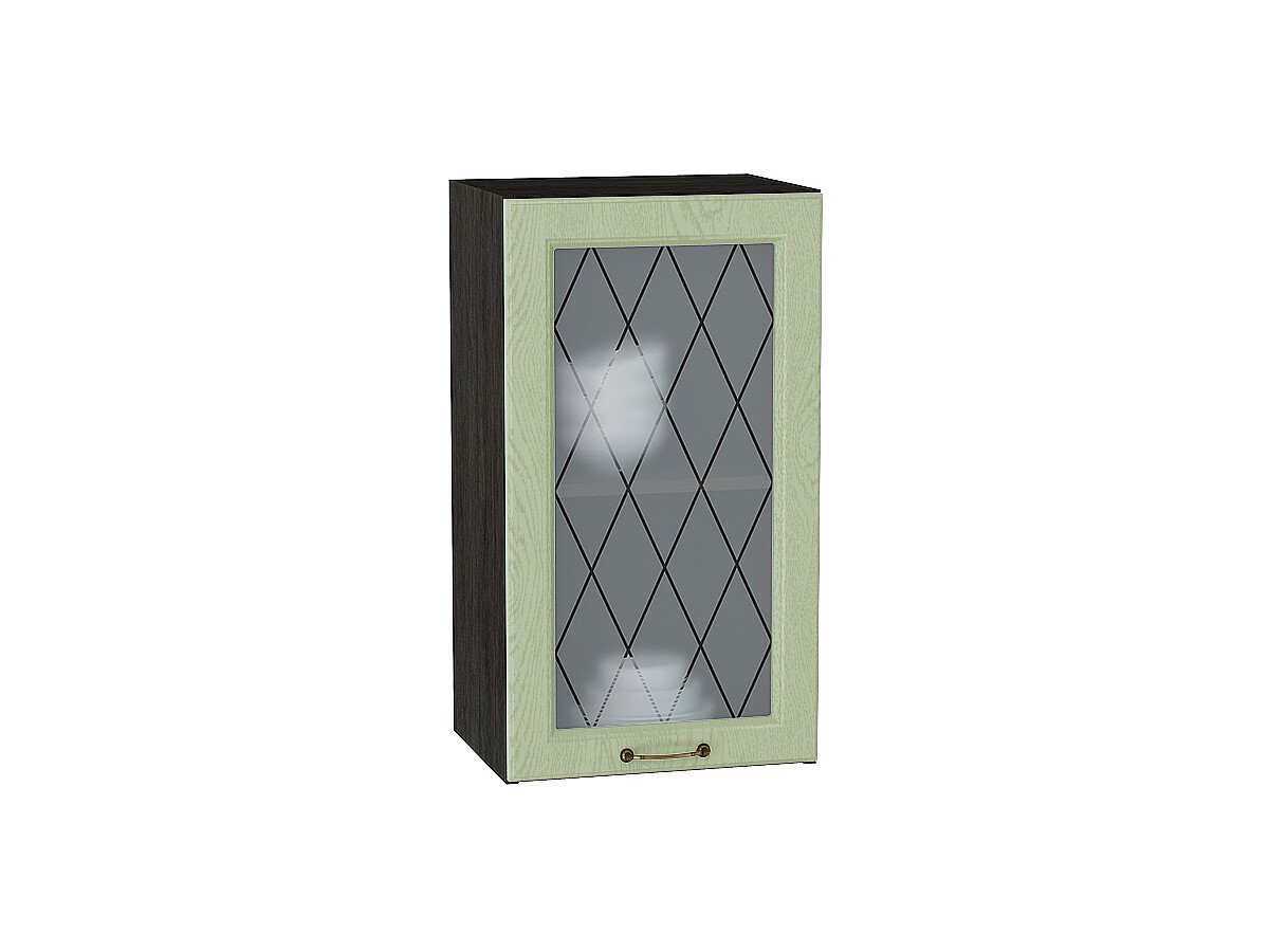 Шкаф верхний с 1-ой остекленной дверцей Ницца Дуб оливковый Graphite 716*400*318
