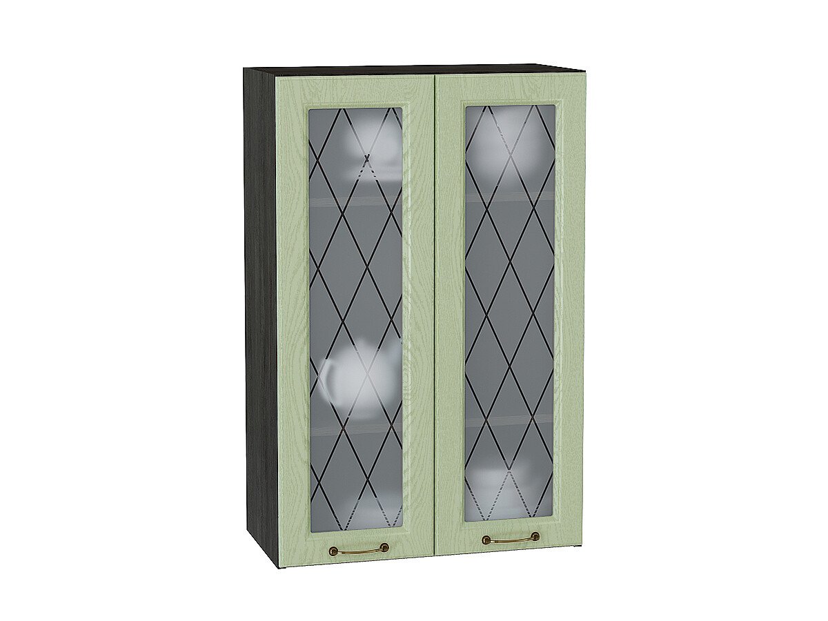 Шкаф верхний с 2-мя остекленными дверцами Ницца Дуб оливковый Graphite 920*600*318