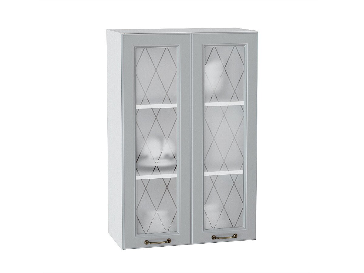 Шкаф верхний с 2-мя остекленными дверцами Ницца Графит Белый 920*600*318
