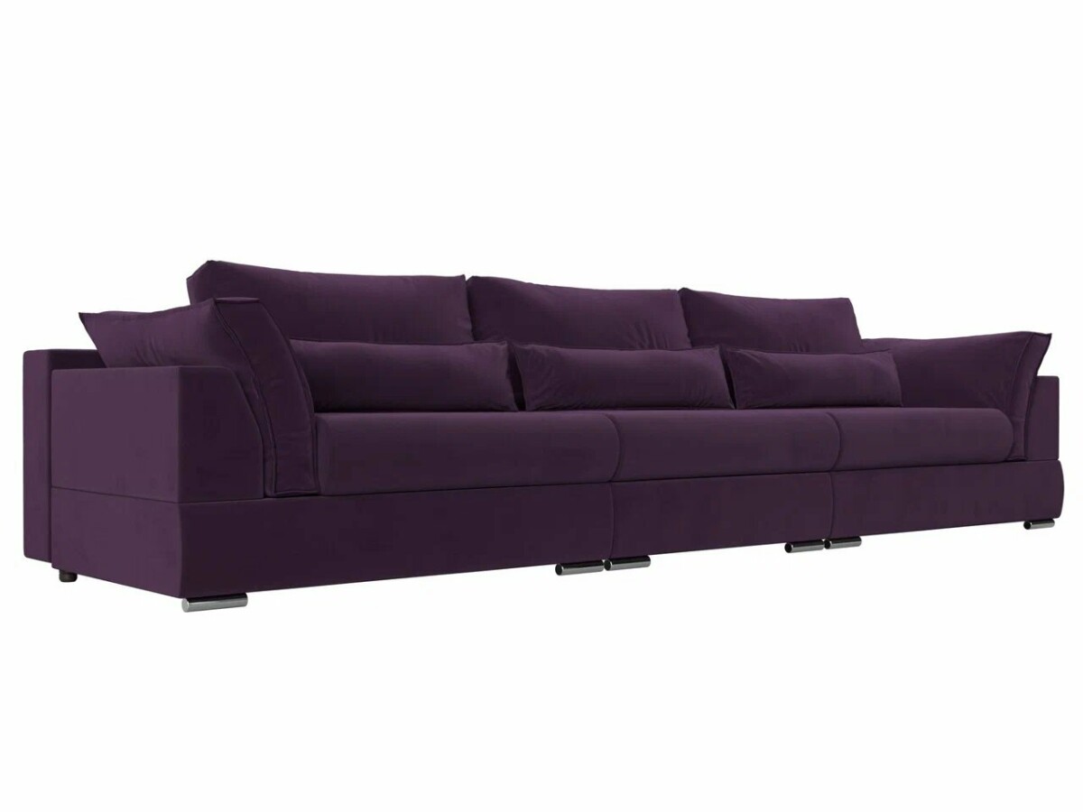 Прямой диван Пекин Long велюр фиолетовый