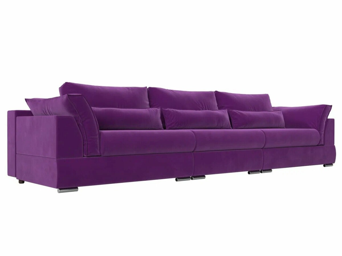 Прямой диван Пекин Long микровельвет фиолетовый