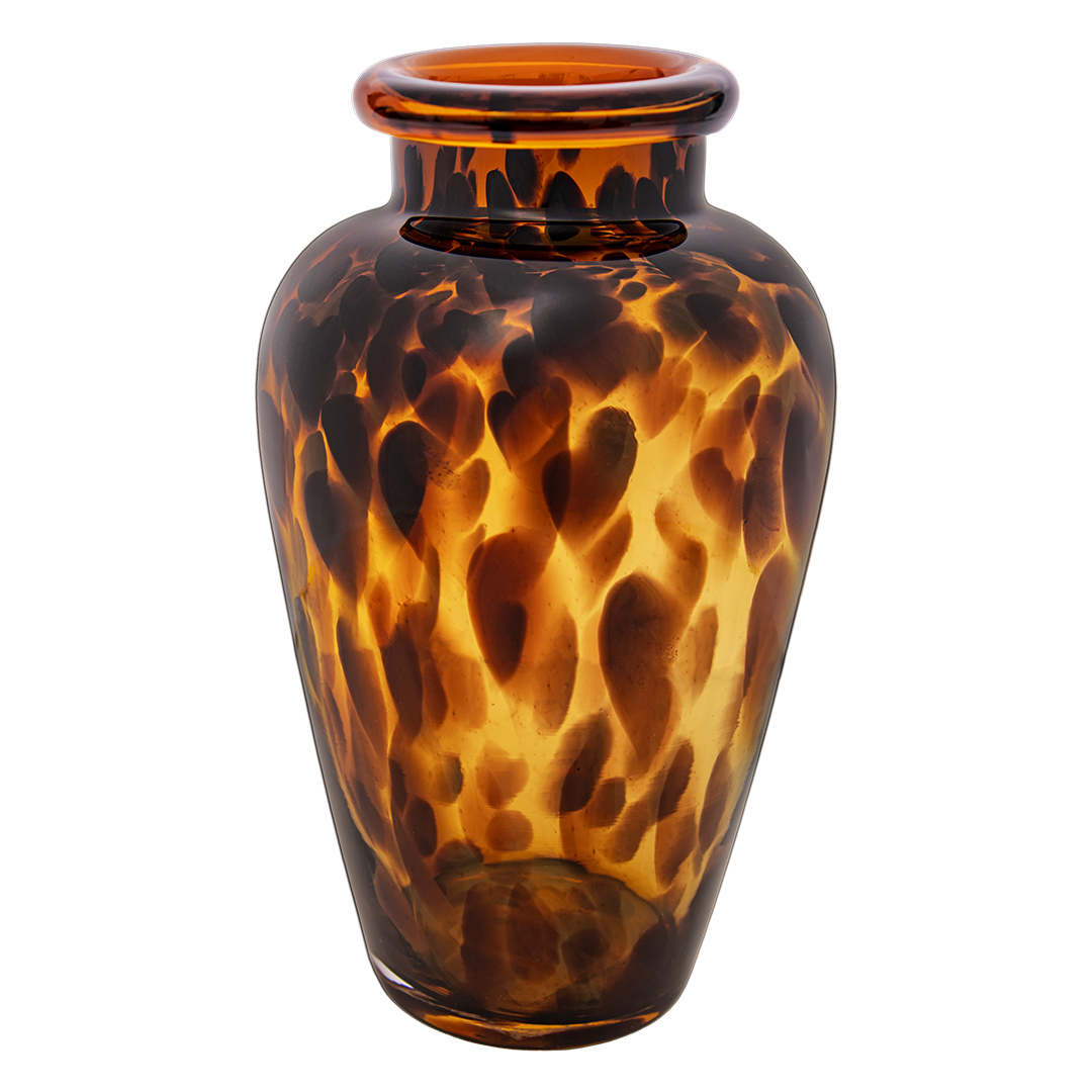 Декоративная ваза из цветного стекла, Д155 Ш155 В270, янтарный
