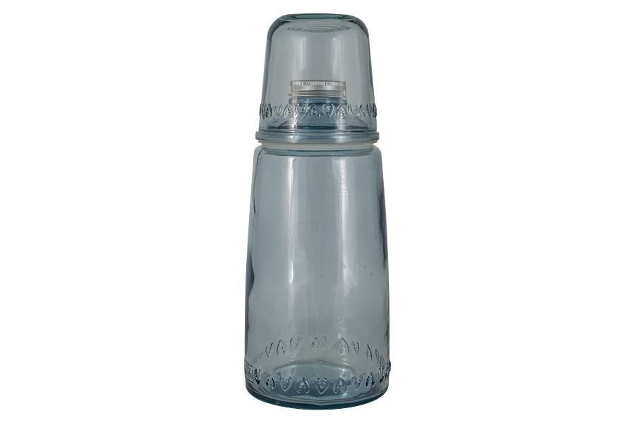 Бутылка для воды 1л со стаканом 0,22 л Natural Water, голубые