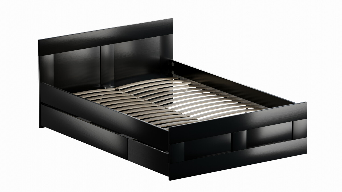 Сириус кровать двойная с ящиками 140х200 Дуб Венге